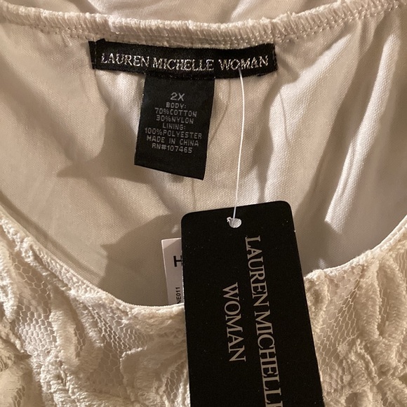 Lauren Michelle Woman cream lace sleeveless tunic NWT - Picture 3 of 4